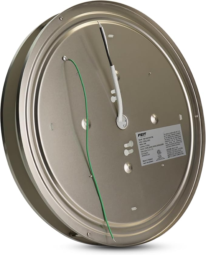 Feit Electric 14" Adjustable White LED Ceiling Light, Dimmable Flush Mount Fixture, Brushed Nickel Finish, 5 Color Temperatures, 1750 Lemens, 50,000-Hour Lifespan, FM14SAT/6WY/NK