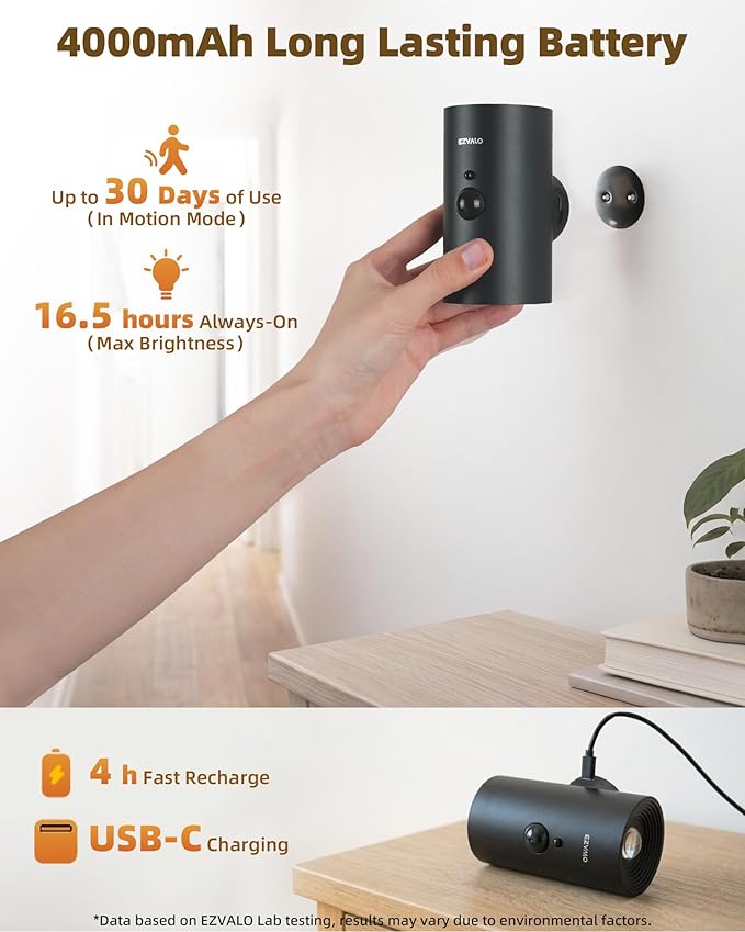 EZVALO Motion Sensor Wall Light, 4000mAh Rechargeable Wall Sconce with Remote, 12 RGB & 3 Color Temps, Up & Down Ambient Lighting for Bedroom, Hallway, Corner Decor (2 Pack, Black)