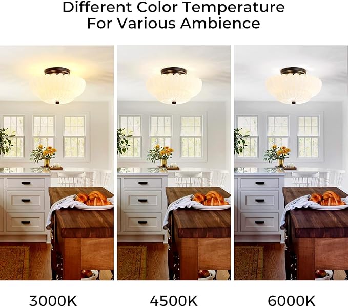 Semi Flush Mount Ceiling Light Fixture Vinatge Black Ceiling Lights Mid Century Modern Milk White Glass Close to Ceiling Lighting Fixtures for Bedroom Hallway Foyer Bathroom Kitchen Laundry Room