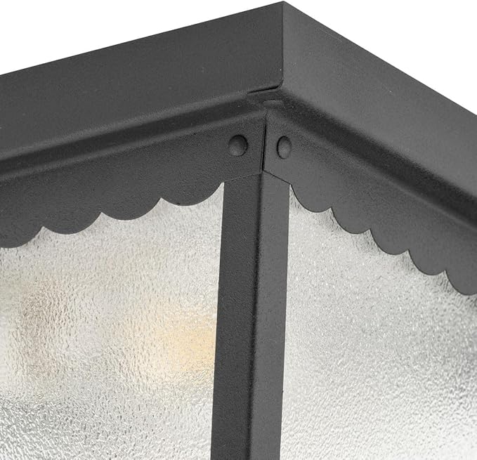 Progress Lighting 2-Light Indoor and Outdoor Flush Mount Ceiling Light, Interior and Exterior Ceiling-Mount Light Fixture for Porch Light, Patios, Garages, Hallways, Metal, 9-1/4" by 5", Black