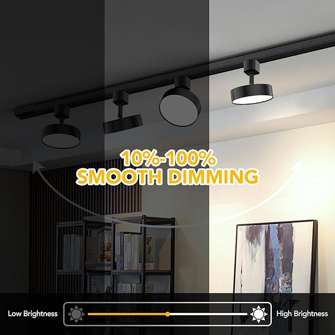 Diffuse LED Track Lighting Heads H Type Track Light Heads Dimmable Kitchen Track Lighting Fixtures Ceiling, Compatible with H Track Rails - Flicker Free CRI90+ 3000K 12W 1000lm, 1 Pack Black