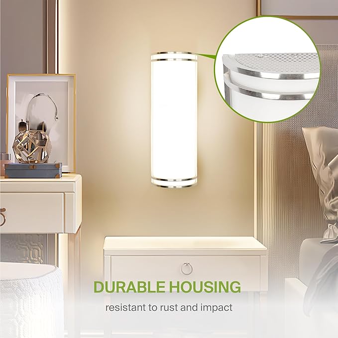 ASD LED Indoor Wall Mount Light Fixture - 18 Inch 25W Modern Interior Nickel Dimmable Wall Sconce Light - ETL 3000K 4000K 5000K Adjustable - Hallway, Bedroom LED Wall Lights