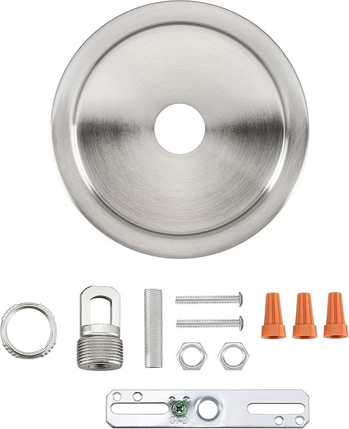 Aspen Creative 21508-31, Transitional Chandelier & Light Fixture Canopy Kit w/Collar Loop, Brushed Nickel, 5-1/2" Diameter, 1" Center Hole