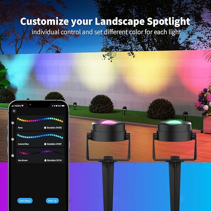 HISTAR Low Voltage Landscape Lighting with Bluetooth App Control & Remote, Outdoor Spot Lights for Fence Tree Pathway Lawn Decor, IP65 Waterproof All-in-One Permanent Outdoor Lights(4pack-RGBW)