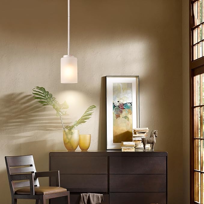 1-Light Mini Pendant Light Fixtures, Industrial Chandelier Hanging Ceiling Lights with Opal White Glass, Adjustable Height, White Brush Gold Pendant Lamp, 3 Pack