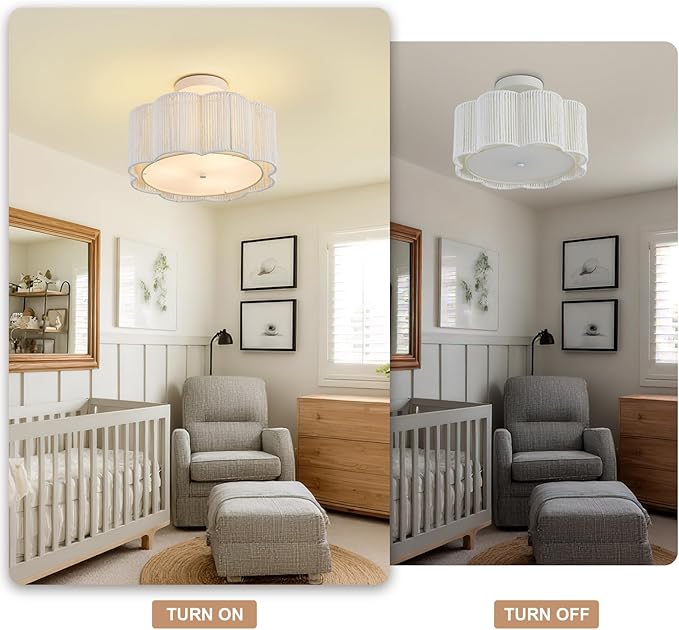 13 Inch Rattan Flush Mount Ceiling Lights 3 Lights Boho Farmhouse Ceiling Light Fixtures Wicker Hand Woven Light Fixtures for Dining Room Kitchen Bedroom Foyer Hallway Entryway