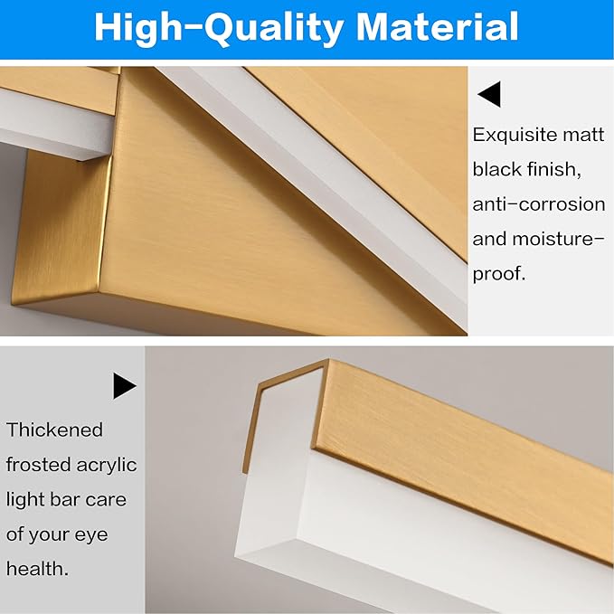 SOLFART Bathroom Lighting Fixtures Over Mirror Dimmable Bronze LED Vanity Lights for Bathroom 40 Inch Wall Lights