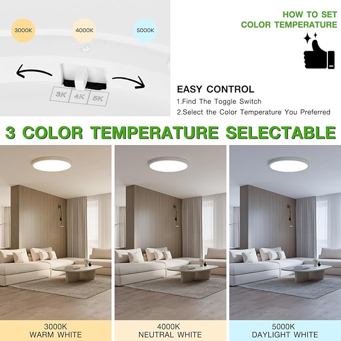2Pack 15.8Inch LED Flush Mount Ceiling Light Fixture,32W 3200LM, Dimmable CCT 3000K/4000K/5000K,Round Flat Panel Light for Bedroom,0.7Inch Thin Modern Low Profile Ceiling Lights for Hallway,Kitchen