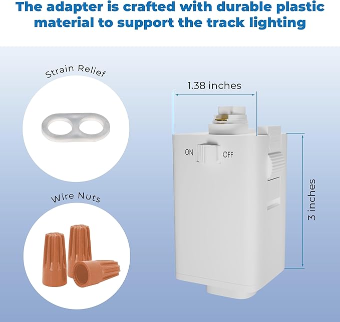 OHLECTRIC Pendant Track Adapter for H Track Only - Halo Track Adapter Supports Weight Upto Maximum of 10 Lbs and SVT 18/3 Wire - White