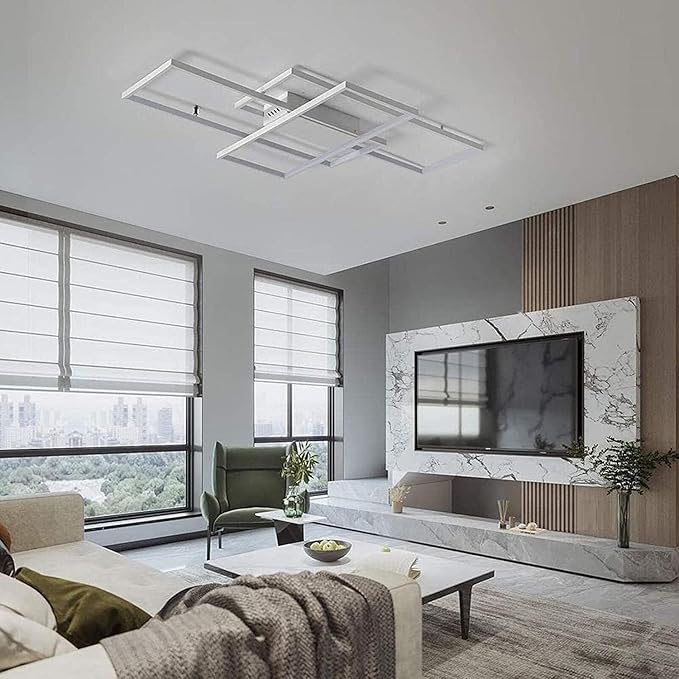 Modern LED Ceiling Light 31.5" Dimmable White Ceiling Light Fixture with Remote Control Square 54W 3000K-6500K Ceiling Lamp for Kitchen, Living Room, Bedroom