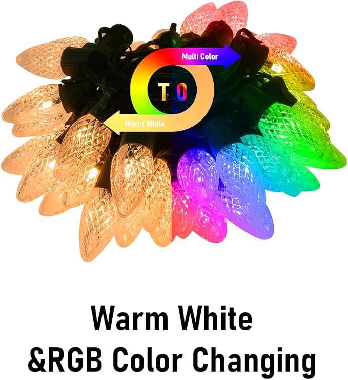 Probro Smart C9 LED Christmas Lights Outdoor 134FT 150 LEDs, App Control, 105+ Lighting Modes, Music Sync, Dimmable, IP65 Waterproof Connectable String Lights for Yard Patio Roofline Decor