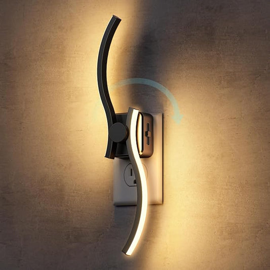 Briignite Night Lights Plug into Wall, Wall Sconce Night Light with Dusk to Dawn Sensor, Dimmable Night Light Plug in, 1W 3000K Soft White for Adults Kids Room Bedroom Bathroom Hallway Kitchen