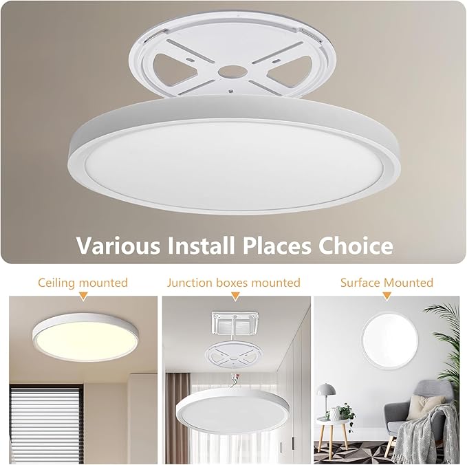 6PK 15.8 Inch Led Ceiling Light Flush Mount, 34W, 3060LM, 3000K/4000K/6000K CCT Selectable Super Slim LED Ceiling Light, Close to Ceiling Round Flat Panel Light for Hallway, Bedroom,Kitchen ect