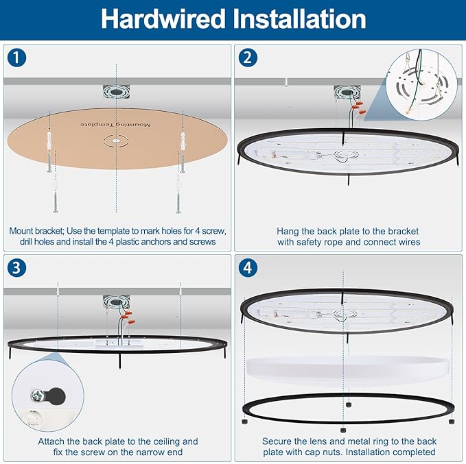 DAKASON 32In Oval LED Flush Mount Ceiling Light for Kitchen, 50W Large LED Ceiling Light Fixture for Living Room, 3000K/4000K/5000K Adjustable, Dimmable Ceiling Lighting for Dining Room/Laundry, ORB