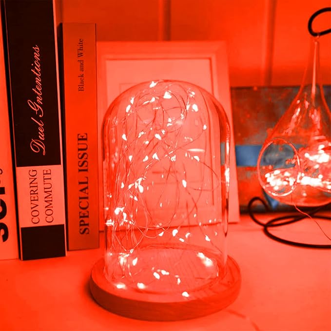 Yiaht 12 Pack Fairy Lights Battery Operated String Lights 7 Feet 20 Led Waterproof Christmas Lights Silver Wire Firefly Starry Moon Lights for Bedroom Red