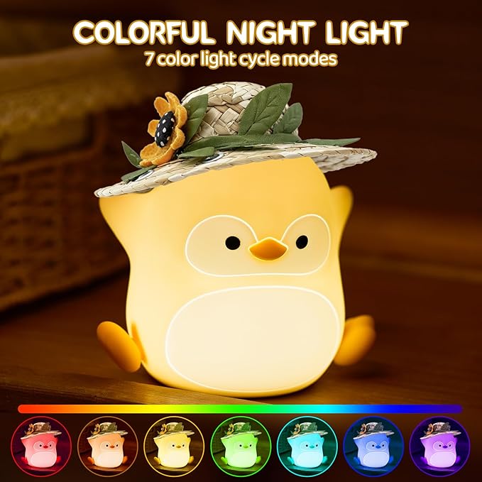 Penguin Night Light for Kids, LED Squishy Silicone Animal Night Lamp, Cute Nursery Nightlight for Desk Decor RGB Ambient Lighting Rechargeable/Dimmable/Timer Toddler Lamp Baby Boys Girls Gift