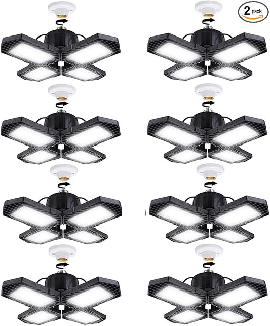 LED Garage Lights,100W Deformable Led Garage Lighting 10000LM E26 Daylight 6000K LED Garage Ceiling Lighting Super Bright Adjustable Garage Lights for Garage,Warehouse (100W-8Pack)