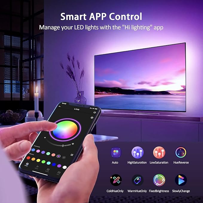 Nexillumi LED Lights for TV, 32.8ft TV LED Backlight for 70-100 Inch, RGB LED Strip Lights Behind TV, APP Remote Control HDMI Music Sync TV Led Lights for Bedroom