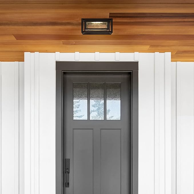 Design House Hartbrook Outdoor Integrated LED Ceiling Light with Clear Glass for Porch Entryway Patio, Matte Black, 589234-BLK