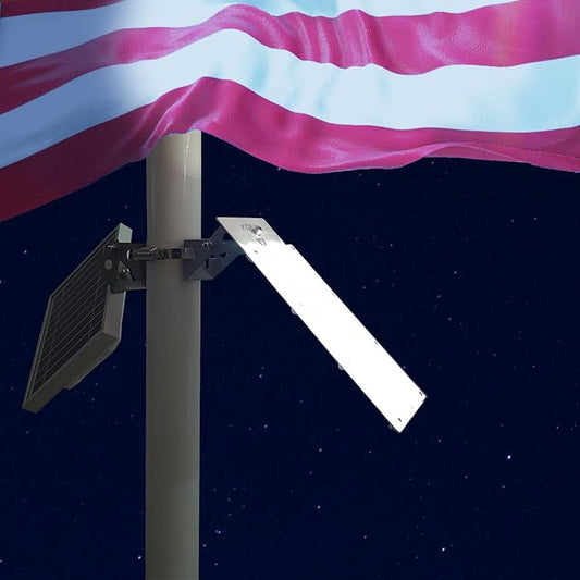 Flag Pole Light Solar Powered Outdoor Waterproof Auto Work Dusk to Dawn 36LED Cool White for Max 3inch Pole Flood Spot Lights American Bright for Outside Garden Yard Patio