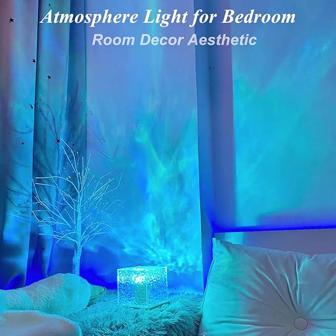 2Pack Aurora Ocean Wave Lights Projector,16 Colors 4 Modes Northern Lights Dimmable Ambient Mood Lighting for Shower,Crystal Color Changing Night Light for Bedroom Playroom Bathroom (Large)