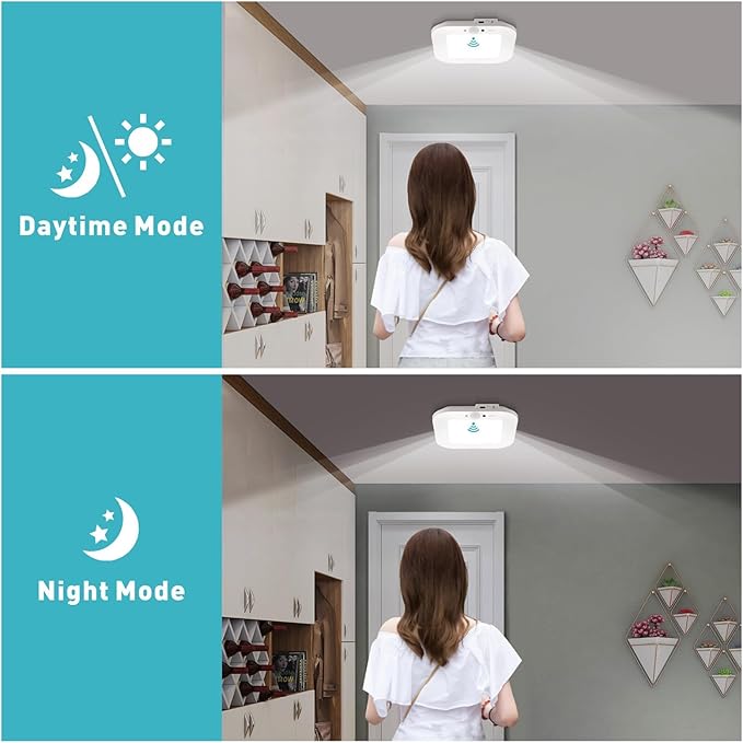 Rechargeable Motion Sensor Ceiling Light, 220LM 6000K Closet Lights Motion Sensored with USB Cable, 2000mAh Rechargeable Wireless for Stairway, Hallway, Pantry, Shower, Shed