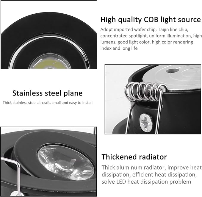 10 Pack 2 Inch LED Recessed Lighting, 1W 120LM Recessed LED Lights, Gimbal Adjustable Ceiling Lights Mini Spotlight Mini Spotlight Ceiling Light with Driver AC 120V 3000K Warm White