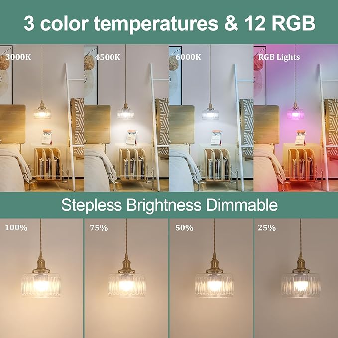 Shenmoyl Battery Operated Pendant Light 5000mAh Rechargeable Chandelier with Remote Control Wireless Adjustable Hanging Clear Striped Light for Kitchen Island Dining Room Hallway