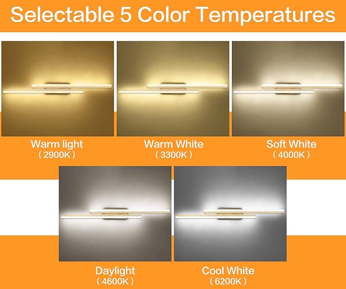 PRESDE 48 Inch LED Bathroom Light Fixtures Over Mirror Brushed Gold Vanity Light Modern Bath Lighting Bar 5CCT