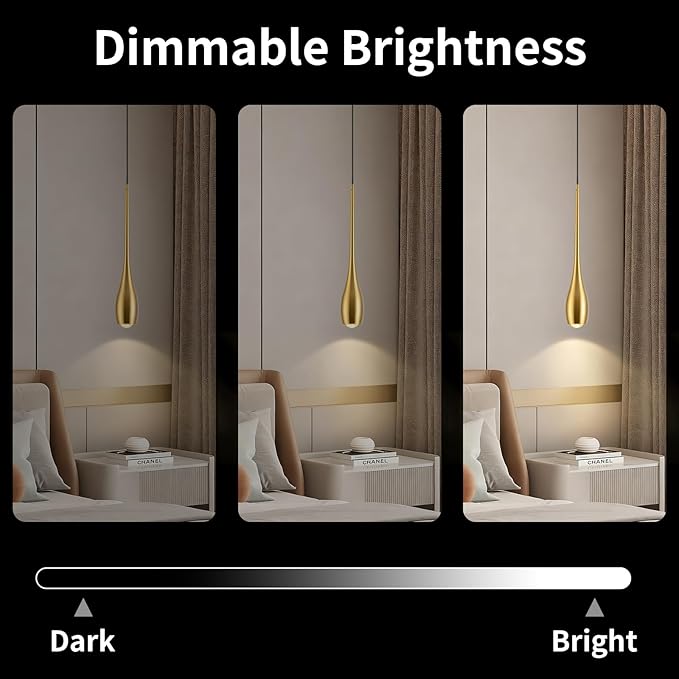 Gold Pendant Light, Modern Pendant Lights Kitchen Island, LED Hanging Light Fixtures for Dining Room Hallway Bedroom 2 Pack 3000K