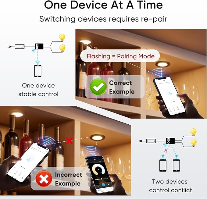 V4light Smart Under Cabinet Lights, Plug-in Puck Lighting with App, Voice & Motion Control, Dimmable 2700K–6500K, Compatible with Alexa & Google Home, Kitchen, Closet & Shelf Lighting(4 Pack)