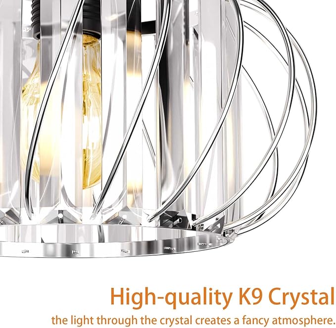FRIDEKO HOME Crystal Ceiling Light Fixture - Small Crystal Chandelier Semi Flush Mount Ceiling Light Modern Hallway Lights fixtures for Entryway Bedroom Porch Kitchen (11 Inch, Bulb not Included)