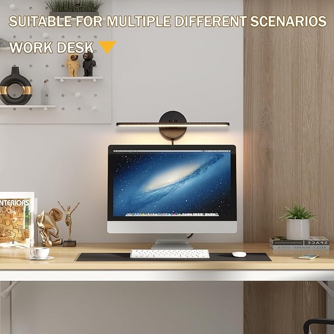 15.75" Plug in Bathroom Light Fixtures Modern Black Vanity Lights Over Mirror, 3000k Warm Light Non-Dimmable 12w Picture Light Led Wall Lights for Bedroom,Art,Poster,Gallery,Paintings