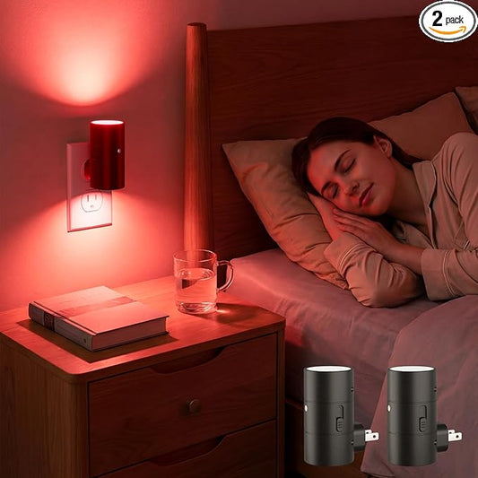 VOLISUN Red Night Light Plug into Wall, LED Night Lights with Light Sensor, Sleep Aid Red, Dimmable Night Light for Christmas, Holiday Decor, Hallway, Bedroom, 2 Pack