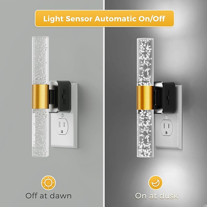 L LOHAS LED Bright Night Light, Night Lights Plug into Wall, 180° Rotating, Daylight White 5000K, Auto Light Sensor, Dimmable Nightlights for Bedroom Bathroom Hallway, 2 Pack