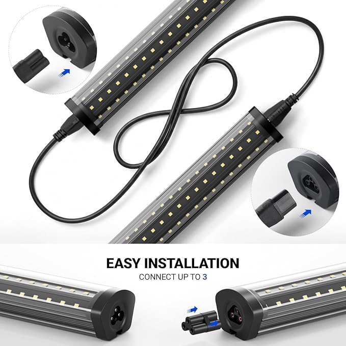 Barrina T8 LED Shop Lights 8FT, 140W 17000LM 5000K, U-Shaped 3 Rows LED Garage Lights, Linkable, Hanging & Flush Mount, 8 Foot Commercial LED Shop Lights for Garage, Workshop, Kitchen, 10 Packs, Black