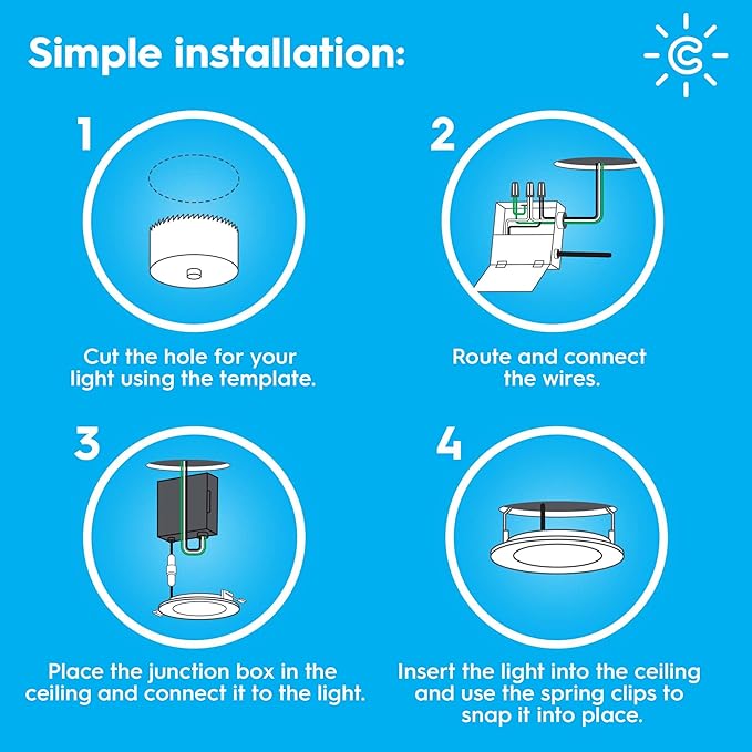Cync GE Reveal Smart LED Wafer Downlight, Color Changing WiFi Light, Matter Compatible, Compatible with Alexa and Google Home, 4in, 3 Pack