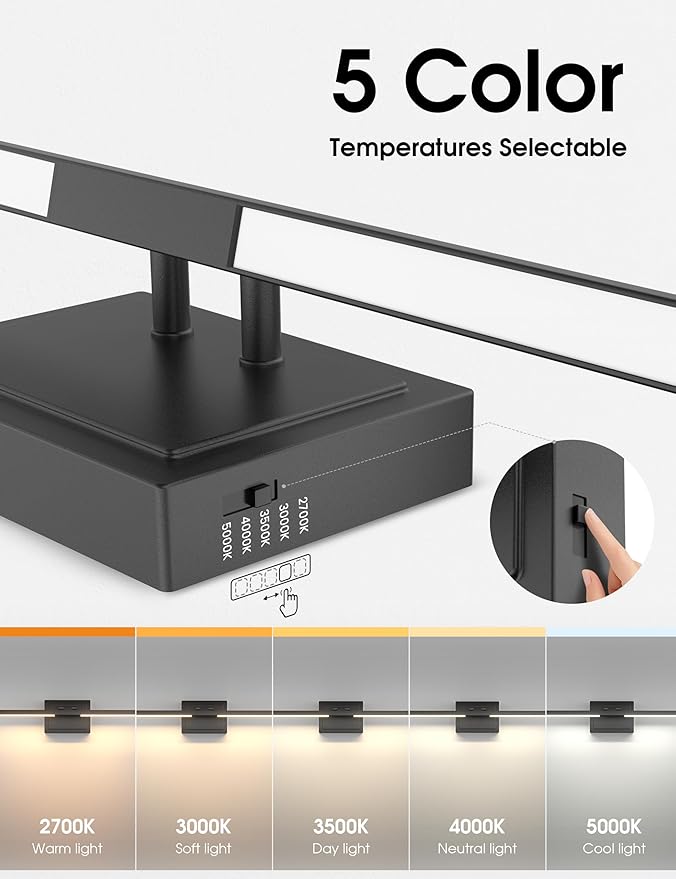 VOLISUN Bathroom Vanity Light 48 inch, 5CCT Dimmable, 40W LED Bathroom Light Fixture Over Mirror, Black Bar Vanity Lights for Bathrooms Mirror Cabinets