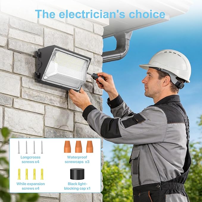 HYPERLITE LED Wall Pack Light: 150W Security Wall Lights with Dusk-to-Dawn Photocell - 5000K 120V LED Wall Lights for Paito Yard Shop Warehouse Barn Factory UL Listed