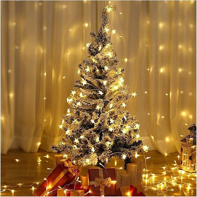 Yummuely Star String Lights 10Ft 20 LED Fairy Lights Battery Operated Waterproof Indoor Outdoor Twinkle Christmas Lights for Bedroom Party Wedding Xmas Tree Decoration (Warm White)