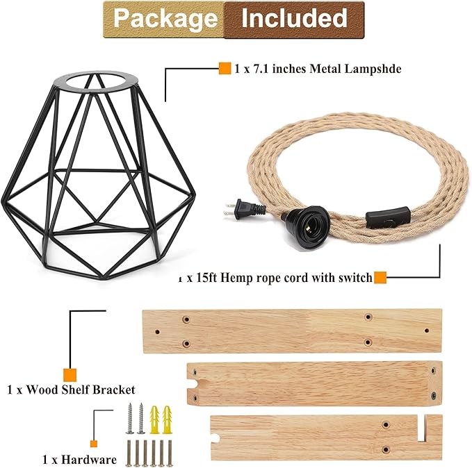 Frideko Wood Plug in Wall Sconces Set of Two, Hanging Lamps that Plug into Wall Outlet, Farmhouse Wall Light Fixtures with 8.21FT On/Off Switch Cord, Indoor Rustic Wall Lamp for Bedroom Living Room