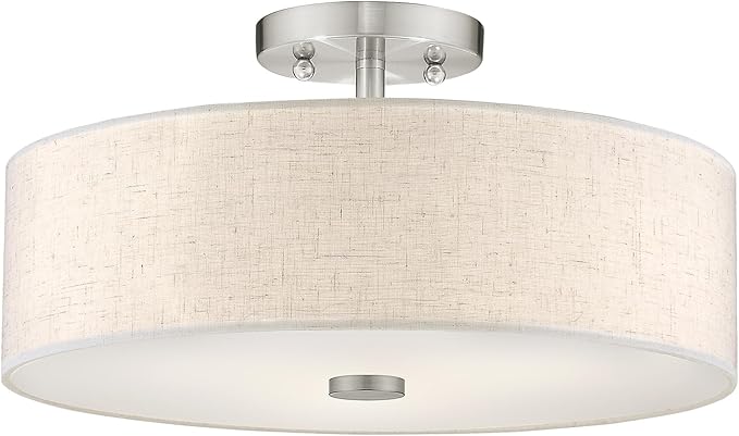 Livex Lighting 52135-91 Meridian 3 Light Brushed Nickel Ceiling Mount