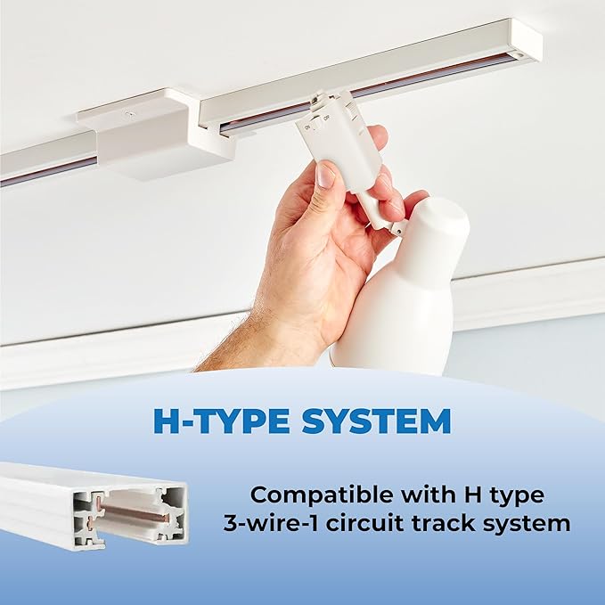 OHLECTRIC Pendant Track Adapter - Track Light Adapter for H Track Only - Halo Track Adapter Supports Weight Upto Maximum of 10 Lbs and SVT 18/3 Wire - White, Pack of 4 - OL-44067-4