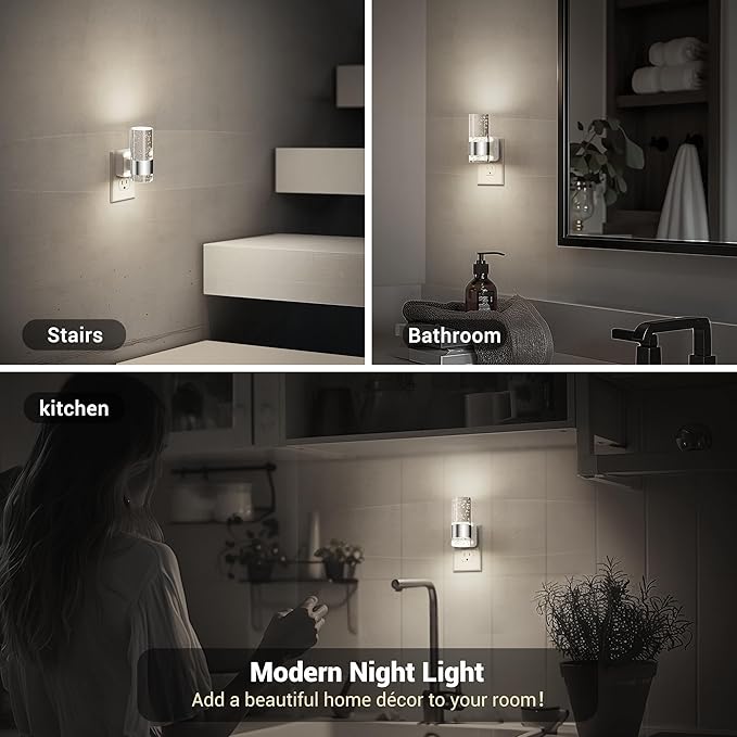 JandCase Night Light, Night Lights Plug into Wall,LED Nightlight with Adjustable Brightness, 5000K，Automatic Night Light Plug in with Auto Light Sensor for Bathroom Hallway Room Decor