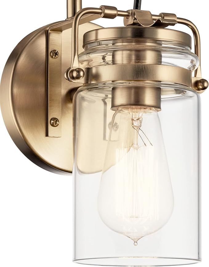 KICHLER Brinley 11.5" 1 Light Wall Sconce with Clear Glass Brushed Nickel