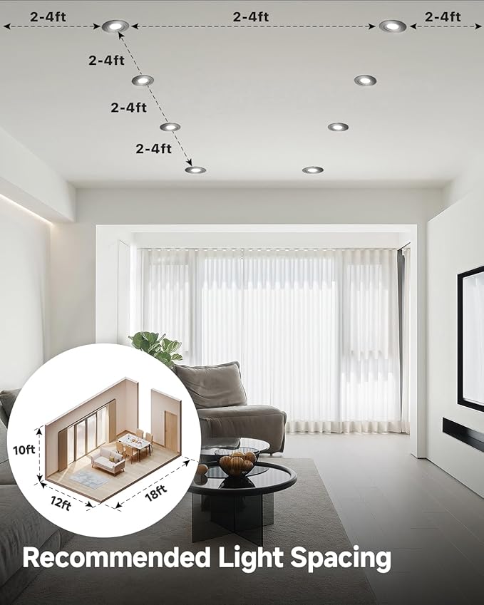 Ensenior 6 Pack 4 inch 5CCT LED Gimbal Led Recessed Light with Junction Box, 360°+90° Adjustable Directional Lighting, Dimmable, CRI90+, 2700K/3000K/3500K/4000K/5000K, 900LM, 10W=85W-ETL&FCC, Black