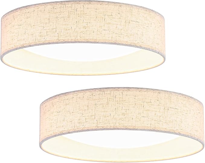Modern Linen LED 13 Inch Ceiling Light Fixture with 24W 5CCT, Flush Mount Low Profile Room Lamp, Dimmable Minimalist Lighting for Bedroom, Kitchen, Hallway, Closet, Entryway