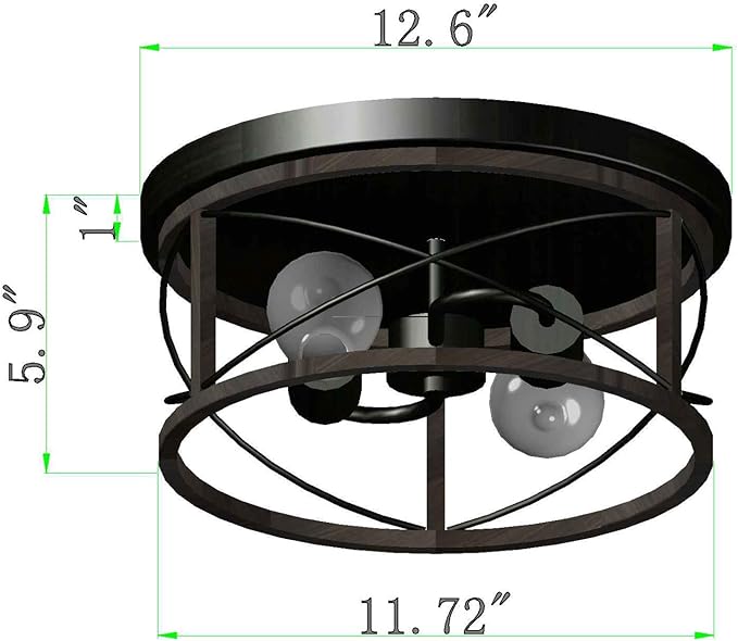 Q&S Farmhouse Ceiling Light Fixture Flush Mount,ORB+Bronze,Rustic Vintage Mini Ceiling Lighting for Hallway Entryway Kitchen Dining Room Bedroom Garage Gazebo Locker,2 Lights UL Listed