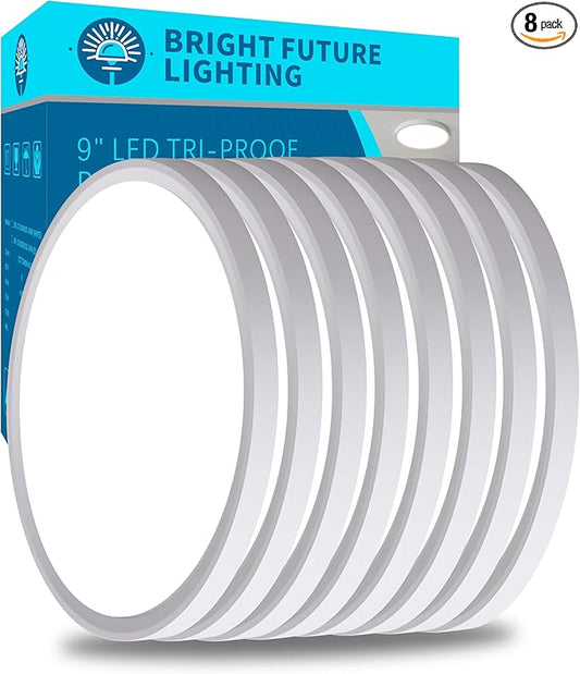 LED Flush Mount Ceiling Light Fixture,Round 9 Inch 18w 1860lm 3000k,4000k,6000k CCT Selectable, Modern Flat Panel Super Slim Led Ceiling Light,for Living Dining Kitchen Bedroom Room (8Pack-White)