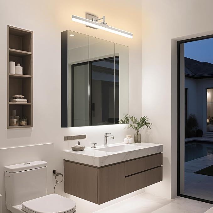 Modern LED Vanity Light Fixture,Brushed Nickel 23.6‘’ 5CCT DimmableAdjustable & Rotatable Bathroom Light Fixture Above Mirror, Wall Sconce